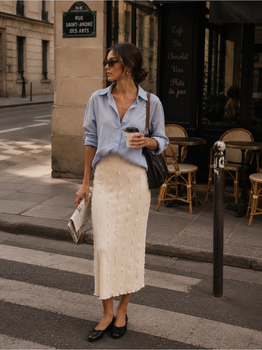 ZARA New Seamed Rib High Rise Midi Skirt Elastic Waistband 6050/813 SMALL Cream